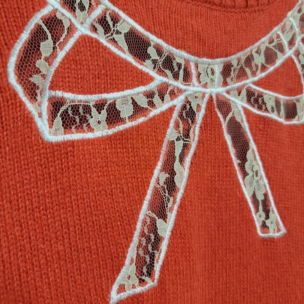 The Unbranded Brand The Knit Lace Blouse Red Size S Coquette - Picture 4 of 7